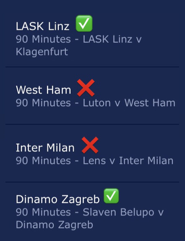 Football accumulator tips, lask tips, dinamo Zagreb tips, inter Milan tips, West Ham tips